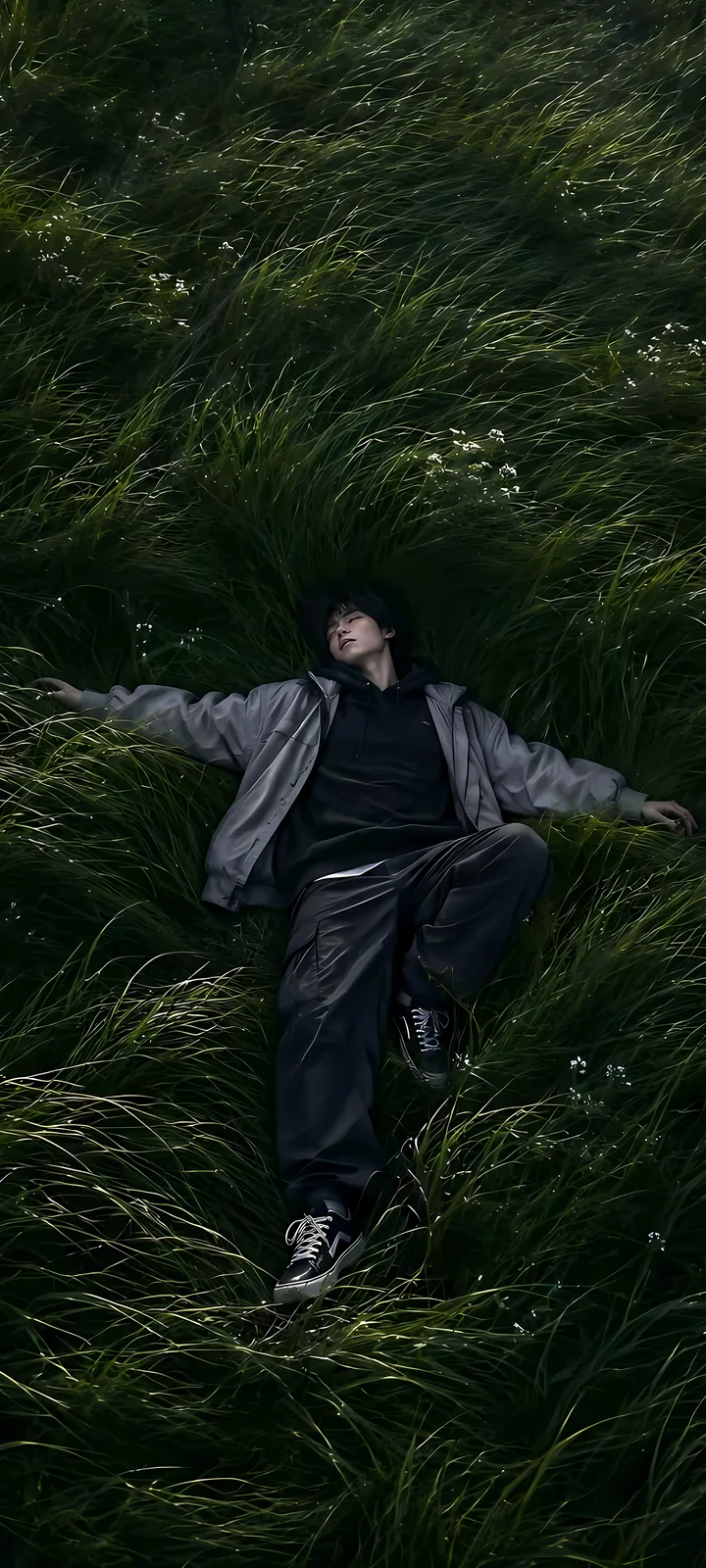 Example photo: a person lying in tall grass