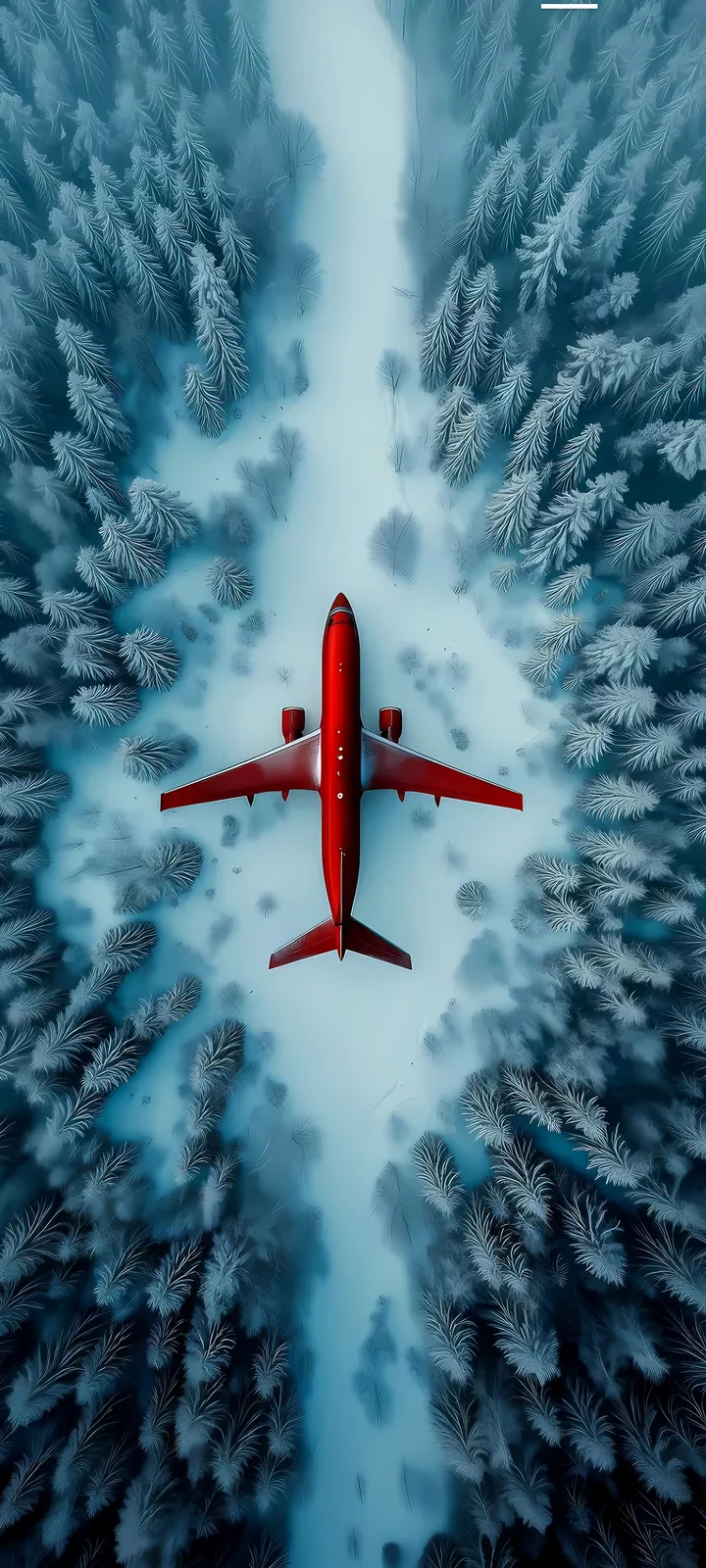 A snowy forest seen from above